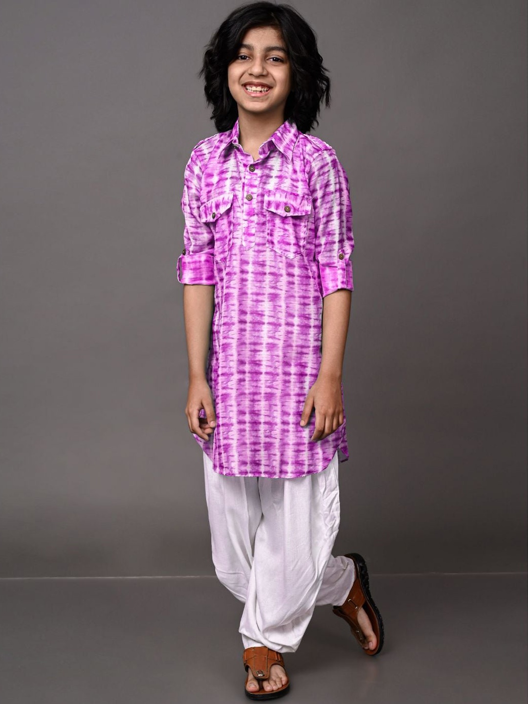 

VESHAM Boys Pink Pathani Patiyala