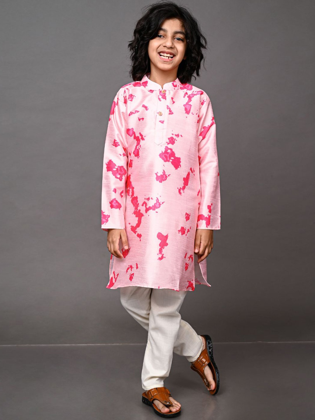 

VESHAM Boys Pink Kurta with pyjama