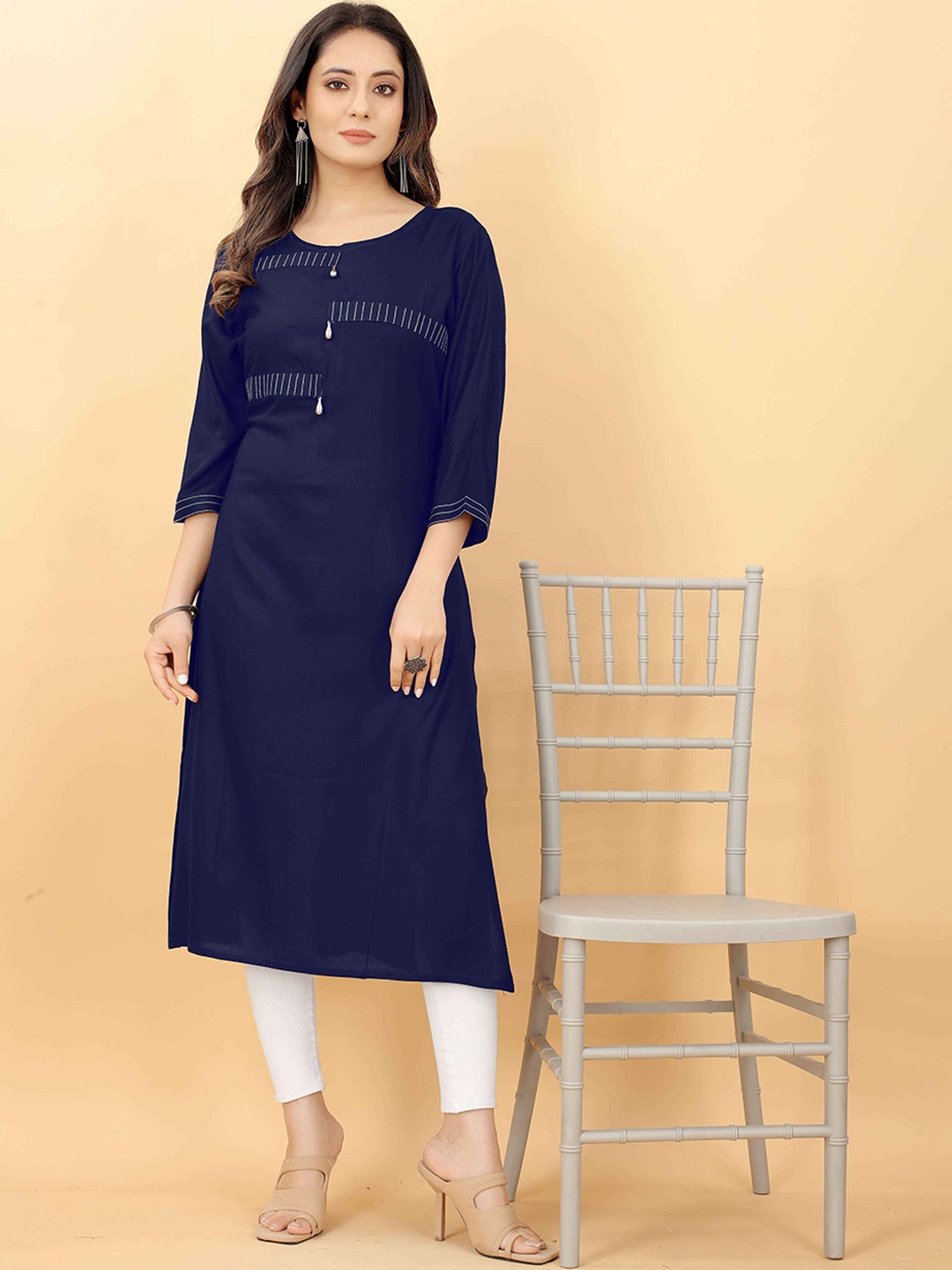 

RACHNA Women Navy Blue Ethnic Kurta.