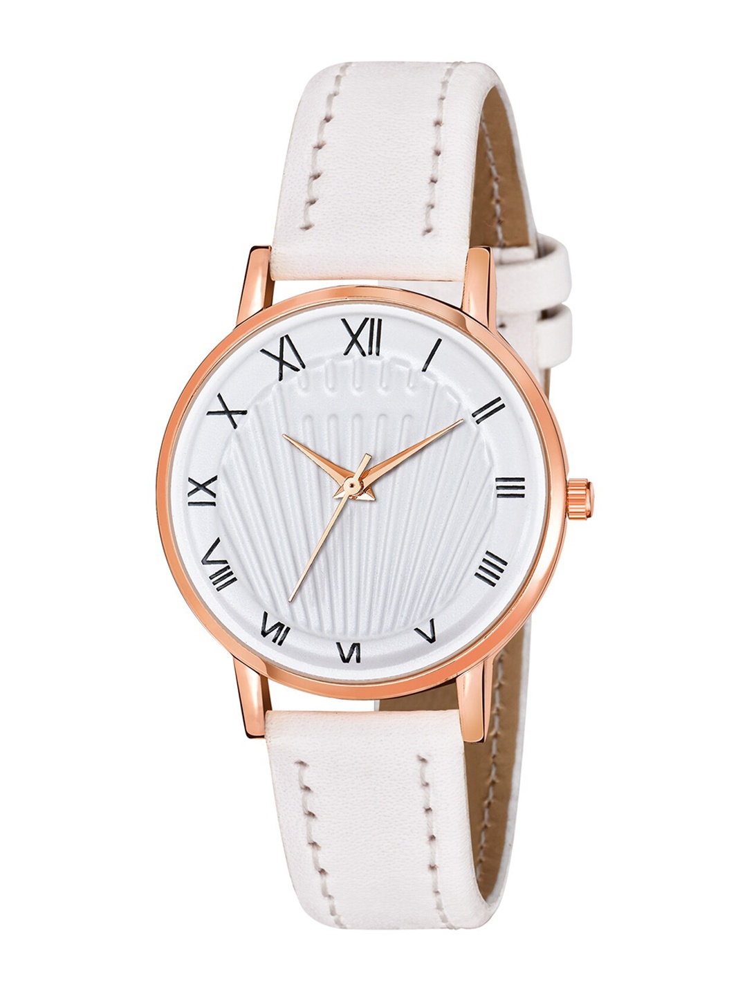 

Wuxi Women White Brass Dial & White Leather Straps Analogue Watch