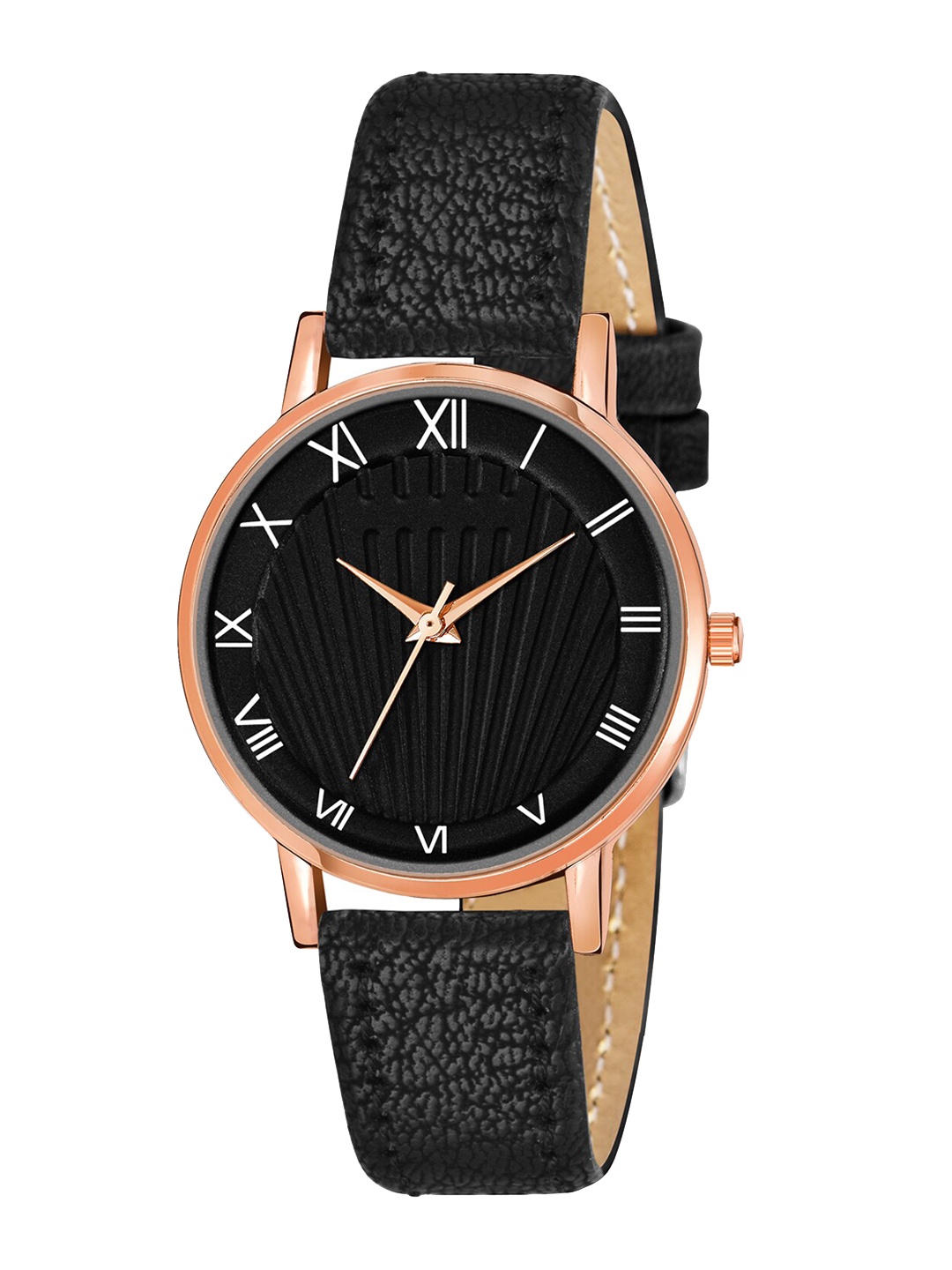 

Wuxi Women Black Brass Dial & Black Leather Straps Analogue Watch