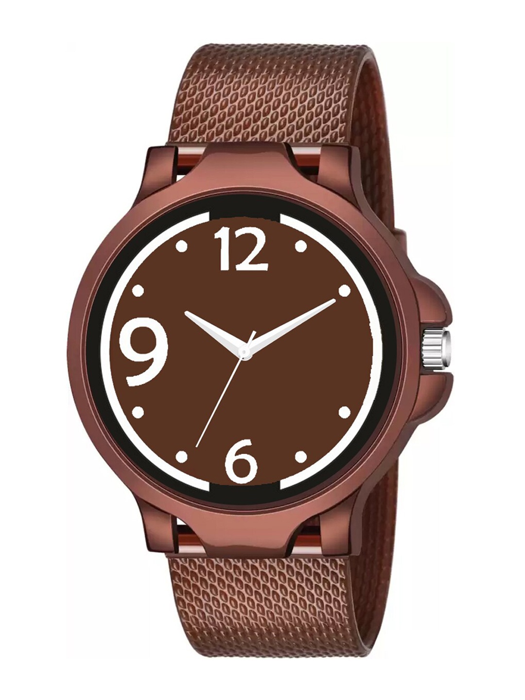 

Wuxi Men Brown Brass Dial & Brown Straps Analogue Watch