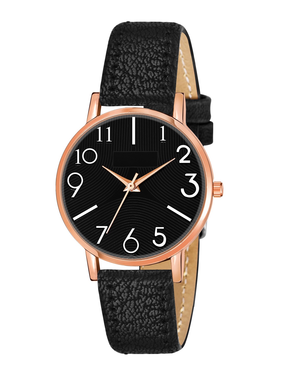 

Wuxi Women Black Brass Dial & Black Leather Straps Analogue Watch