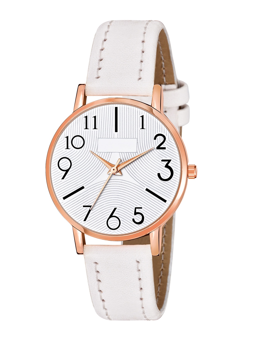 

Wuxi Women White Brass Printed Dial & White Leather Straps Analogue Watch