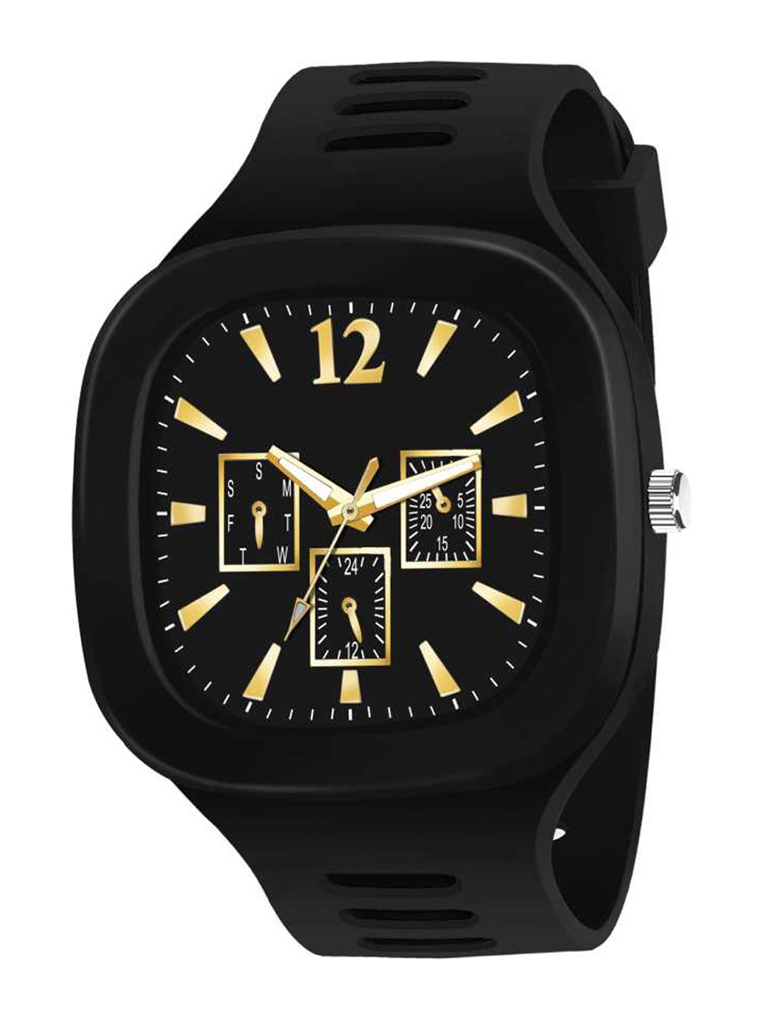 

Wuxi Men Black Brass Dial & Black Straps Analogue Watch