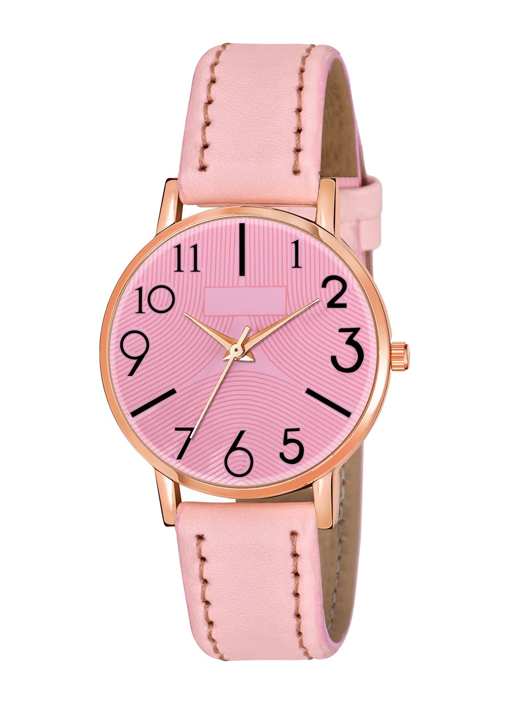 

Wuxi Women Pink Brass Dial & Pink Leather Straps Analogue Watch-859