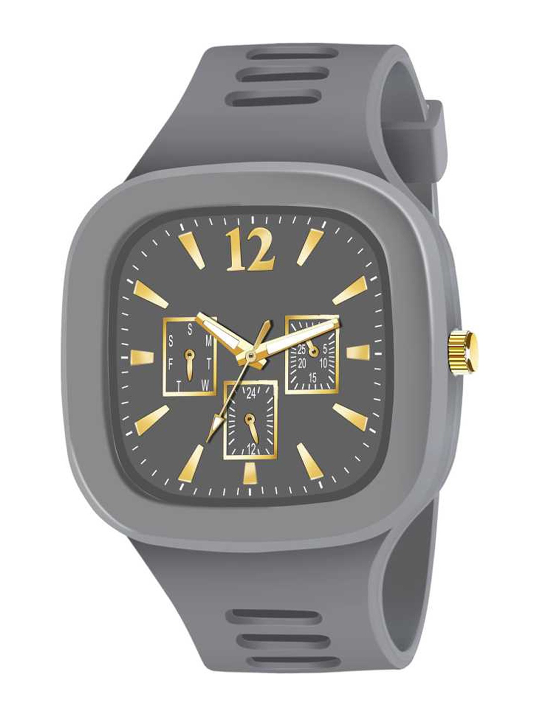 

Wuxi Men Grey Brass Dial & Grey Bracelet Style Straps Analogue Watch