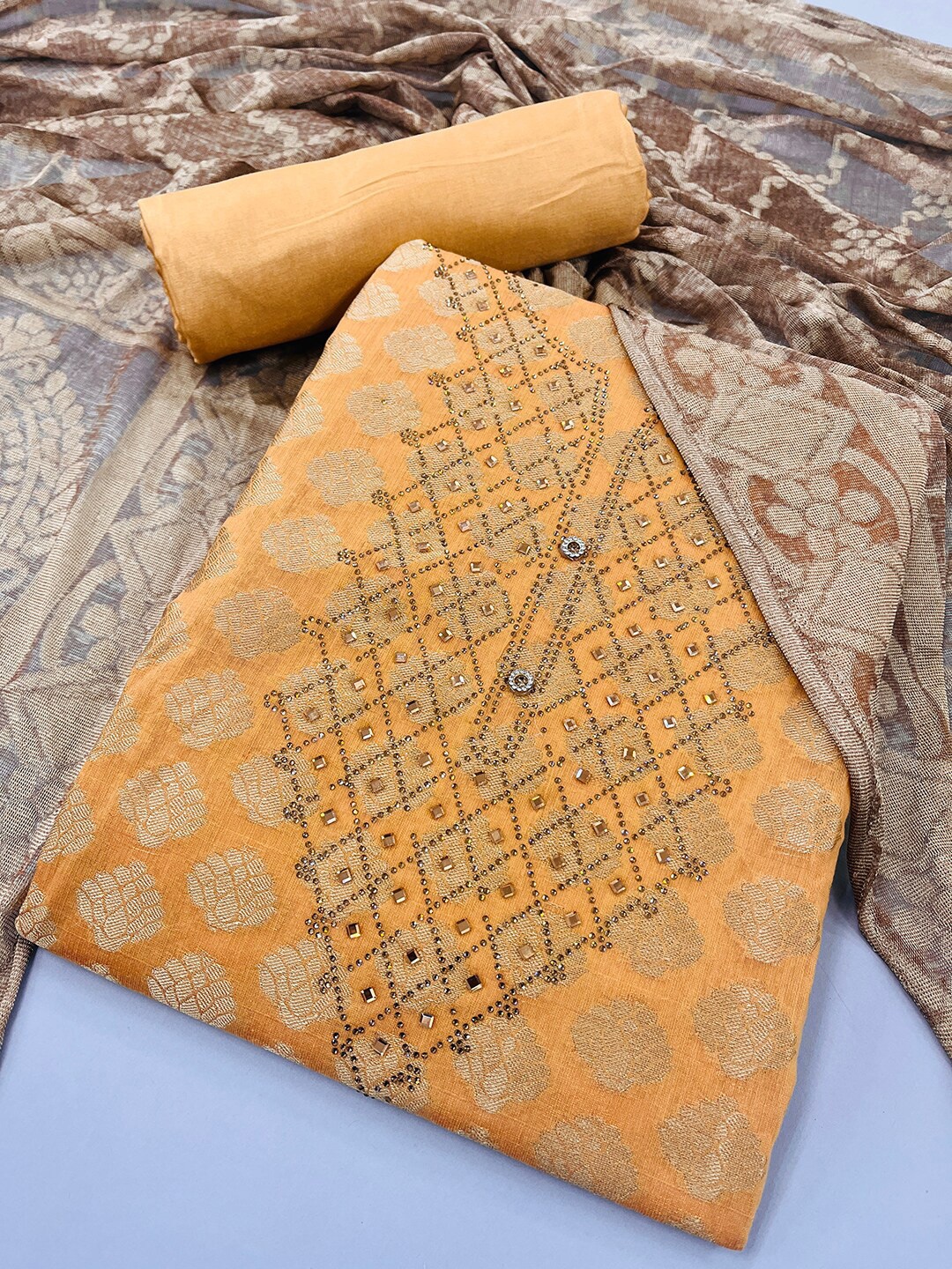 

JATRIQQ Women Mustard Dress Material