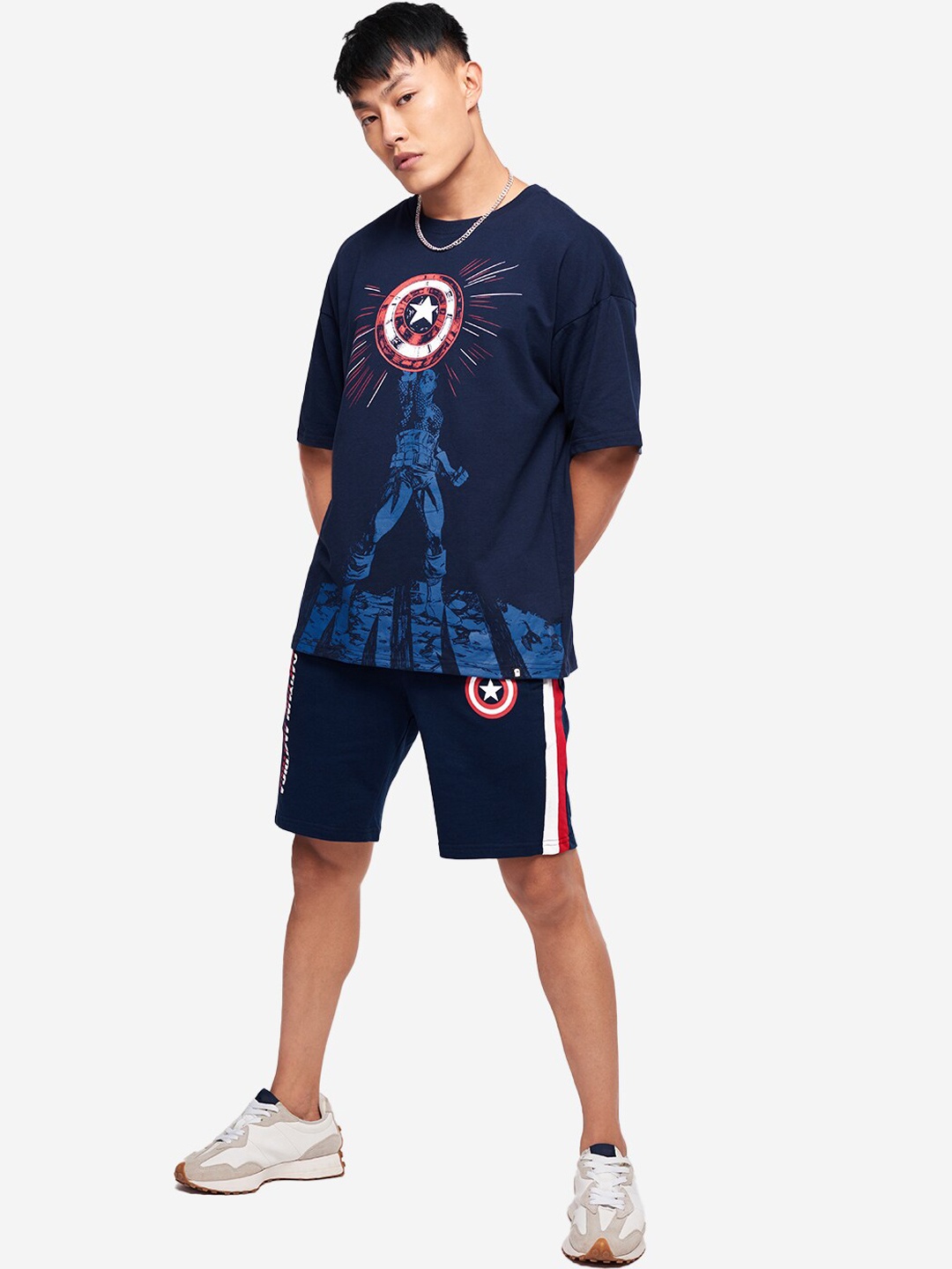 

The Souled Store Men Navy Blue & Red Printed Co-Ords