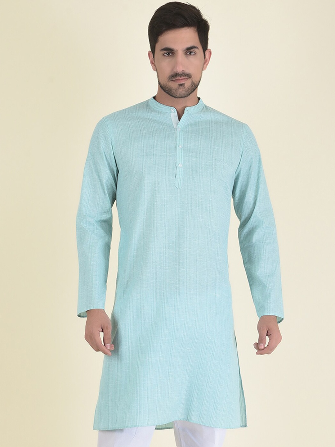 

DEYANN Men Blue Striped Ethnic Kurta with Trousers