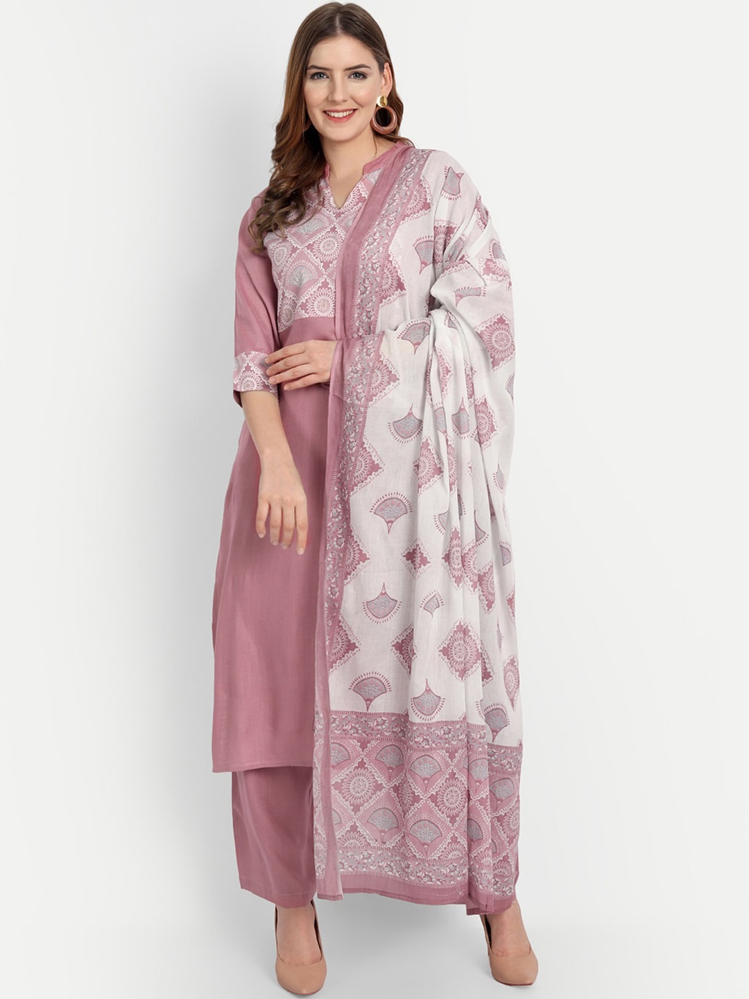 

githaan Women Rose Ethnic Motifs Yoke Design Kurta with Palazzos & Dupatta