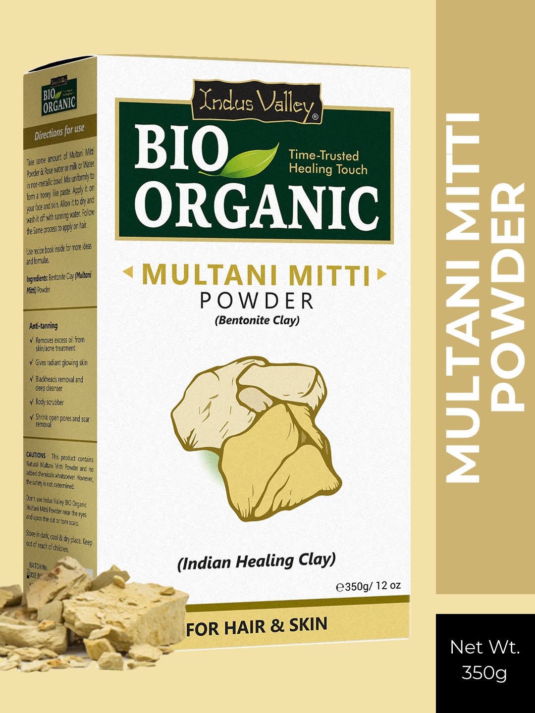 

Indus Valley BIO Organic Pure Multani Mitti Powder - 350 g, Cream
