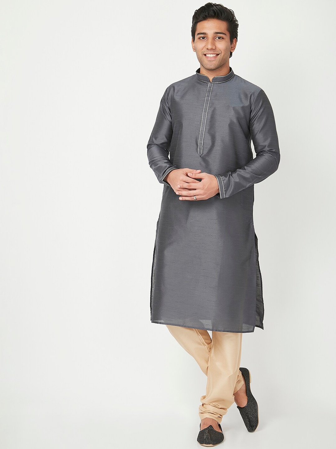 

Ethnicity Men Grey Kurti with Churidar