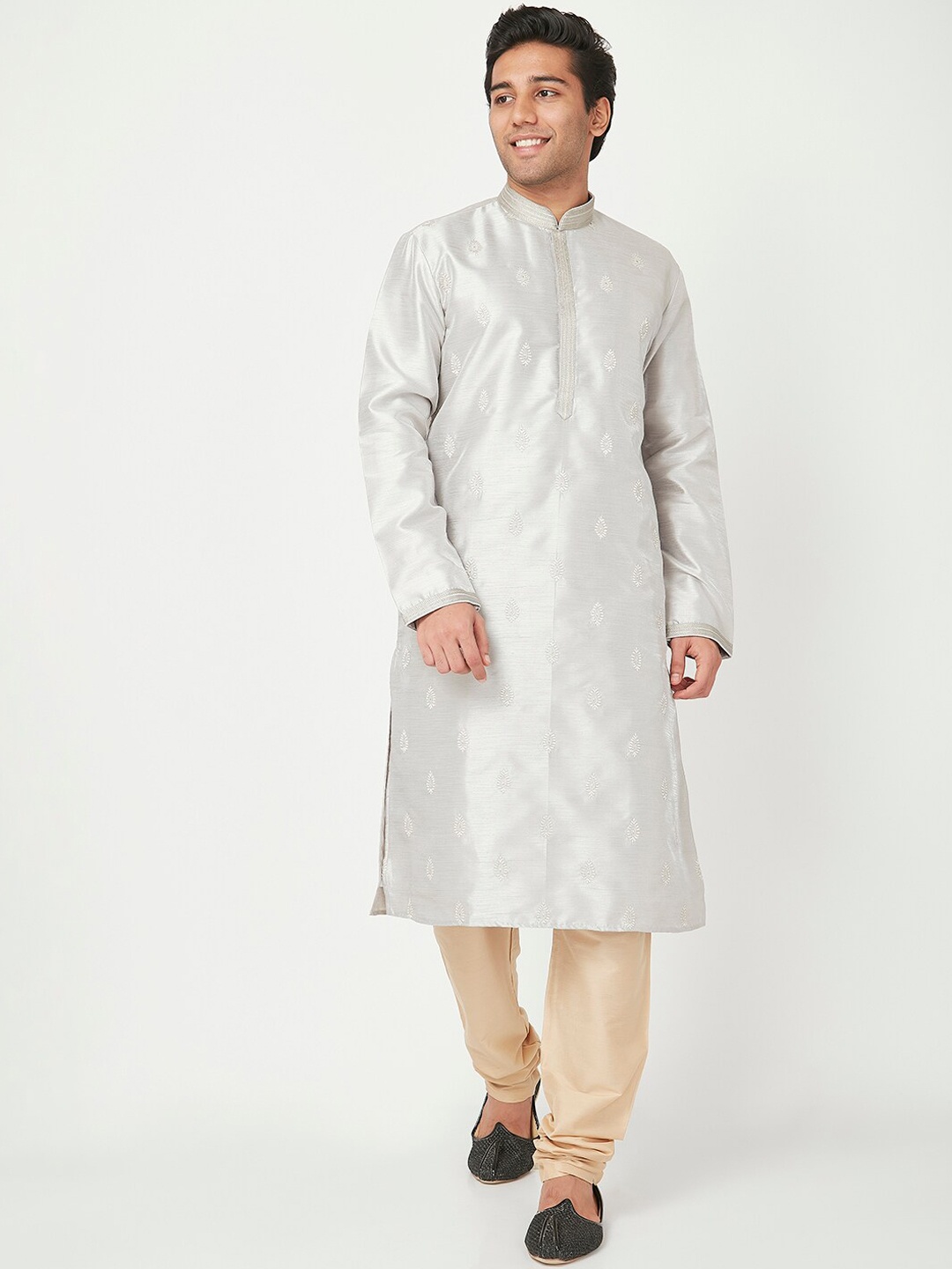 

Ethnicity Men Grey Kurti with Churidar