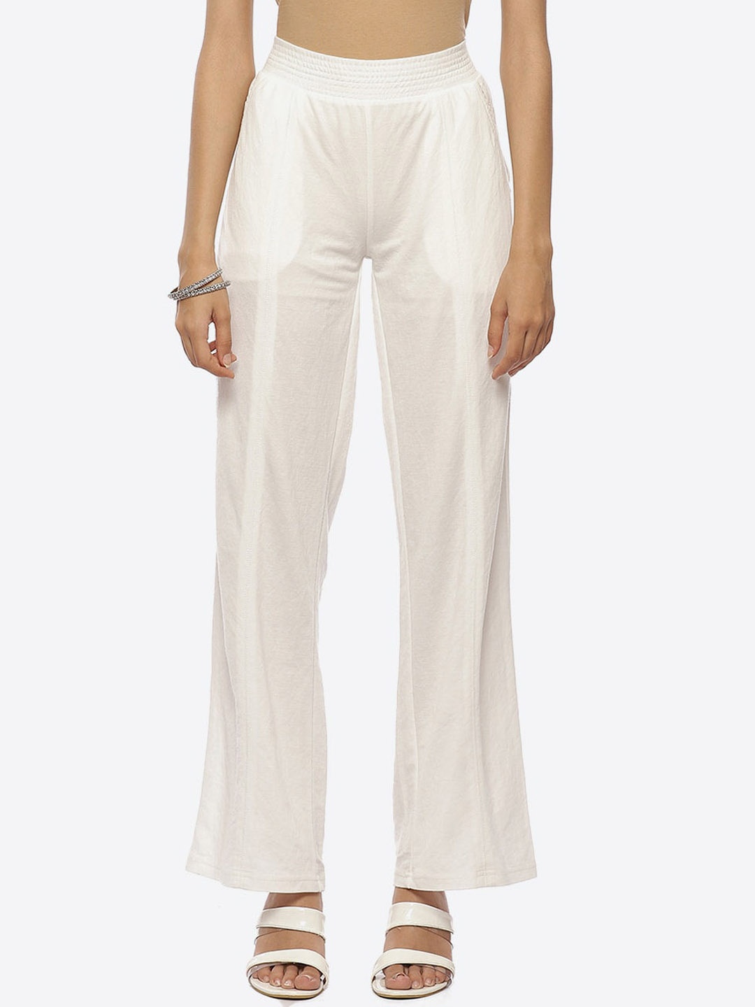 

Lakshita Women Off White Relaxed Loose Fit Chambray Ethnic Trousers