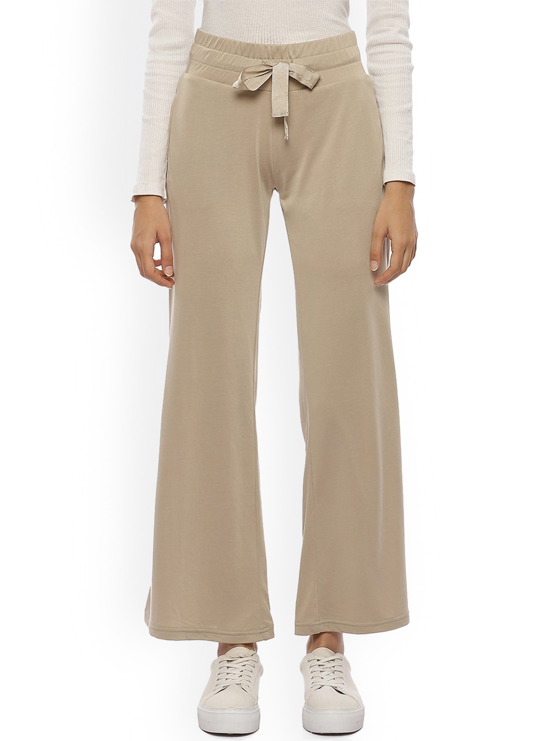 

Lakshita Women Beige Relaxed Loose Fit Chambray Culottes Trousers