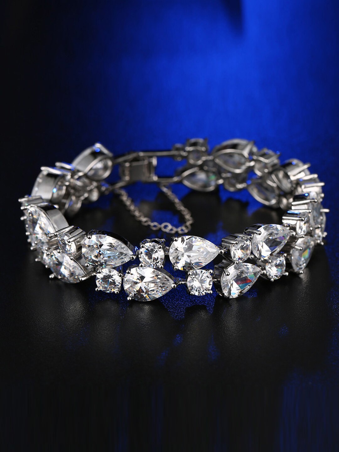 

Jewels Galaxy Women Silver-Plated & White Cubic Zirconia Wraparound Bracelet
