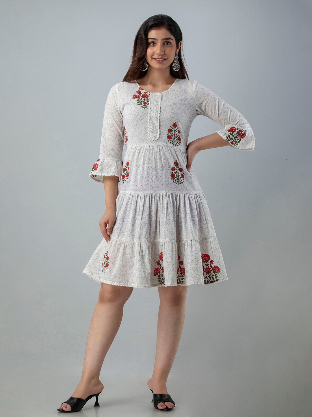 

Charu White Drop-Waist Dress