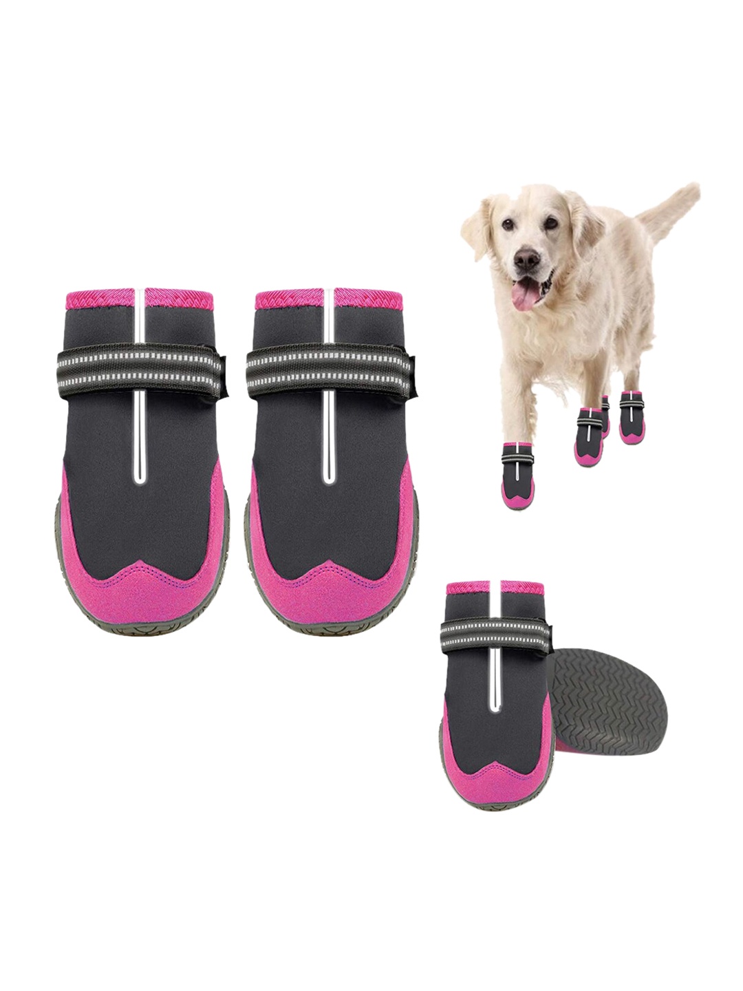 

PAWCHIE Pink & Black Solid Rubber Pet Shoes