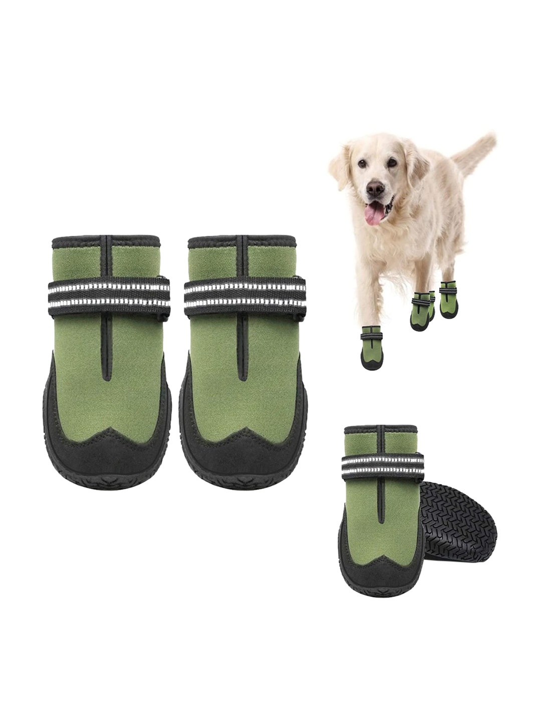 

PAWCHIE Green & Black Patterned Dog Shoes