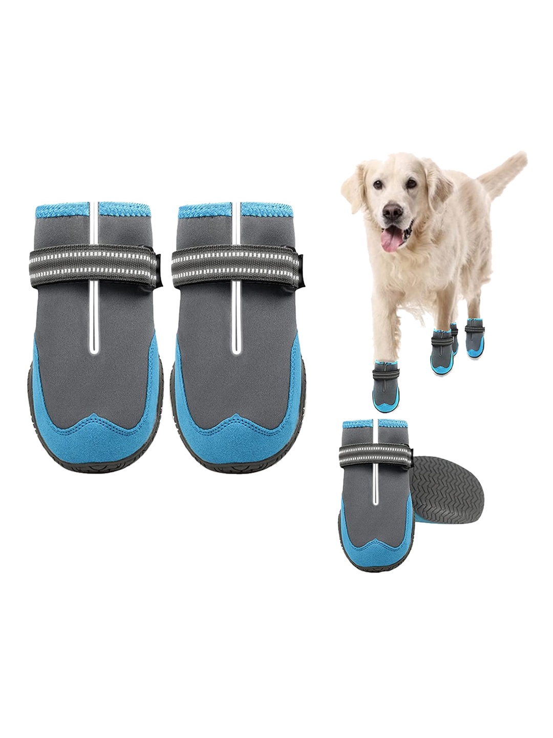 

PAWCHIE Blue Self-Design Rubber Dog Shoes
