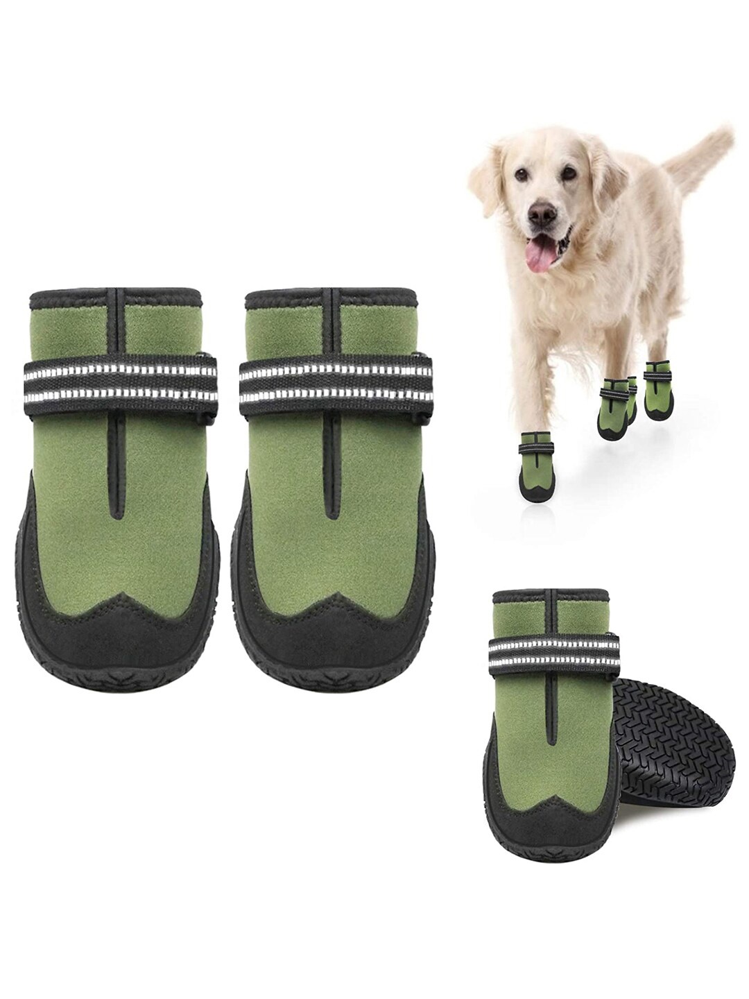 

PAWCHIE Green & Black Solid Rubber Dog Shoes