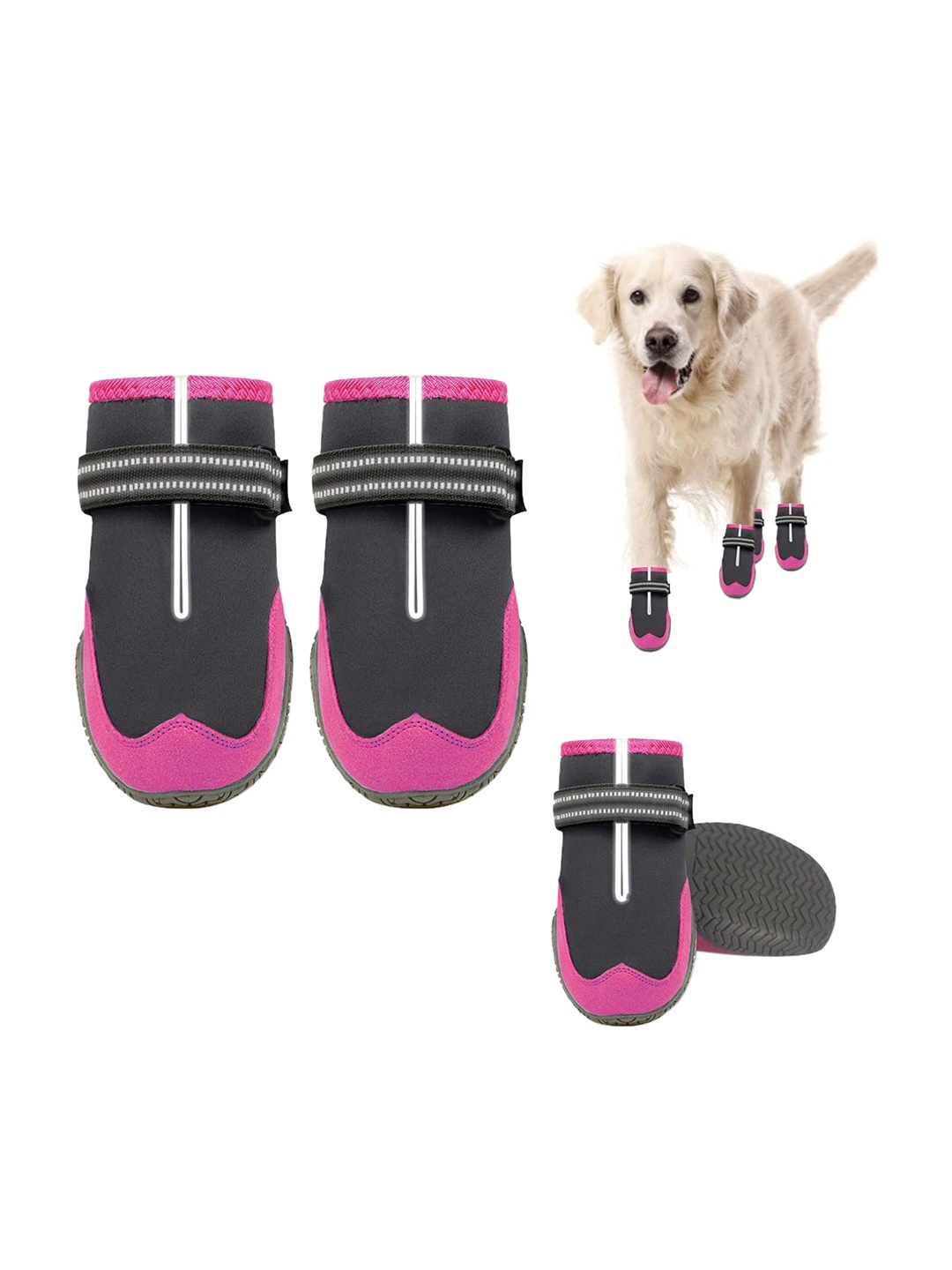 

PAWCHIE Pink Self-Design Rubber Dog Shoes