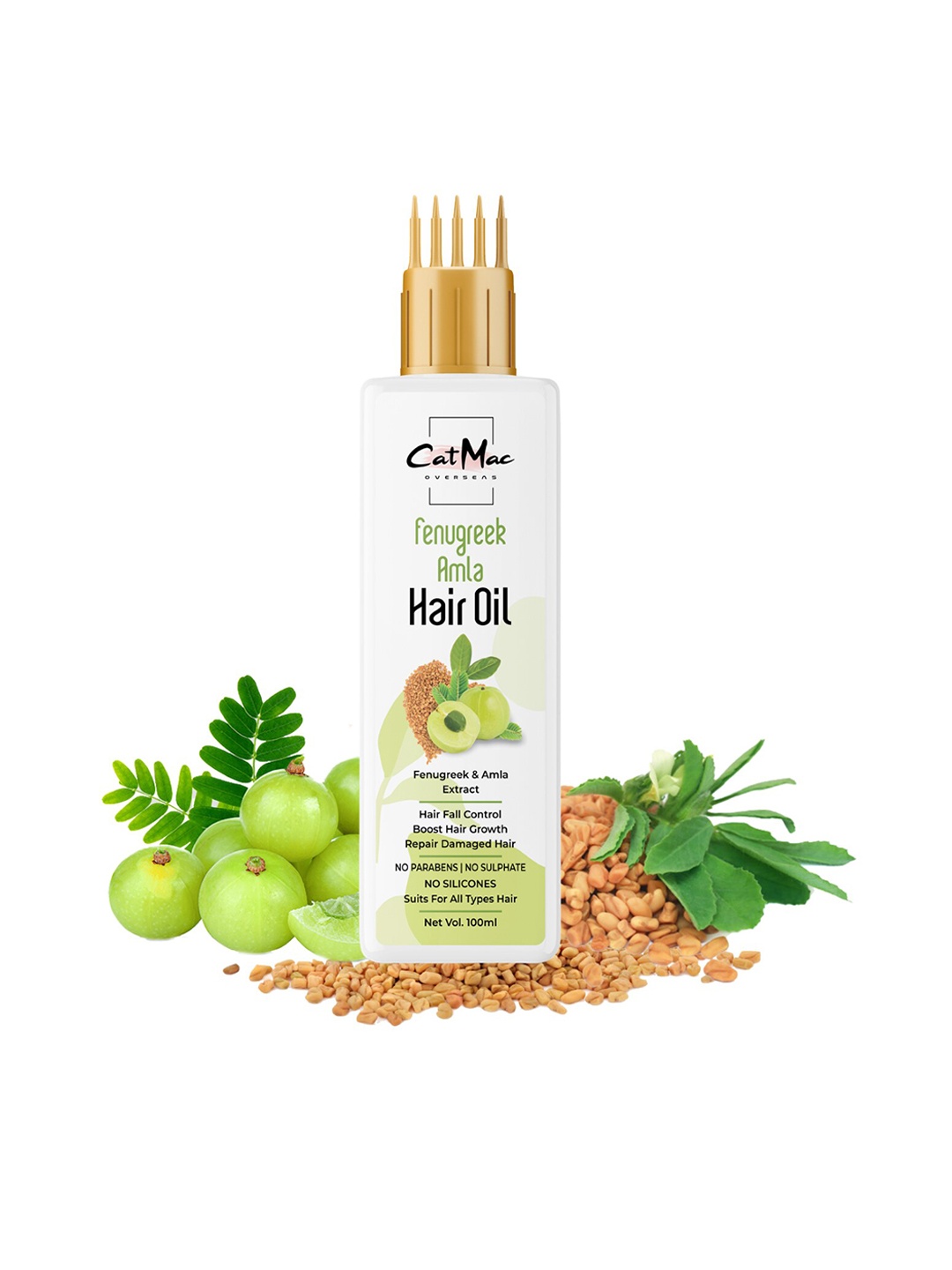 

CatMac Paraben Free Fenugreek Amla Hair Oil with Almond To Boost Hair Growth - 100 ml, Green
