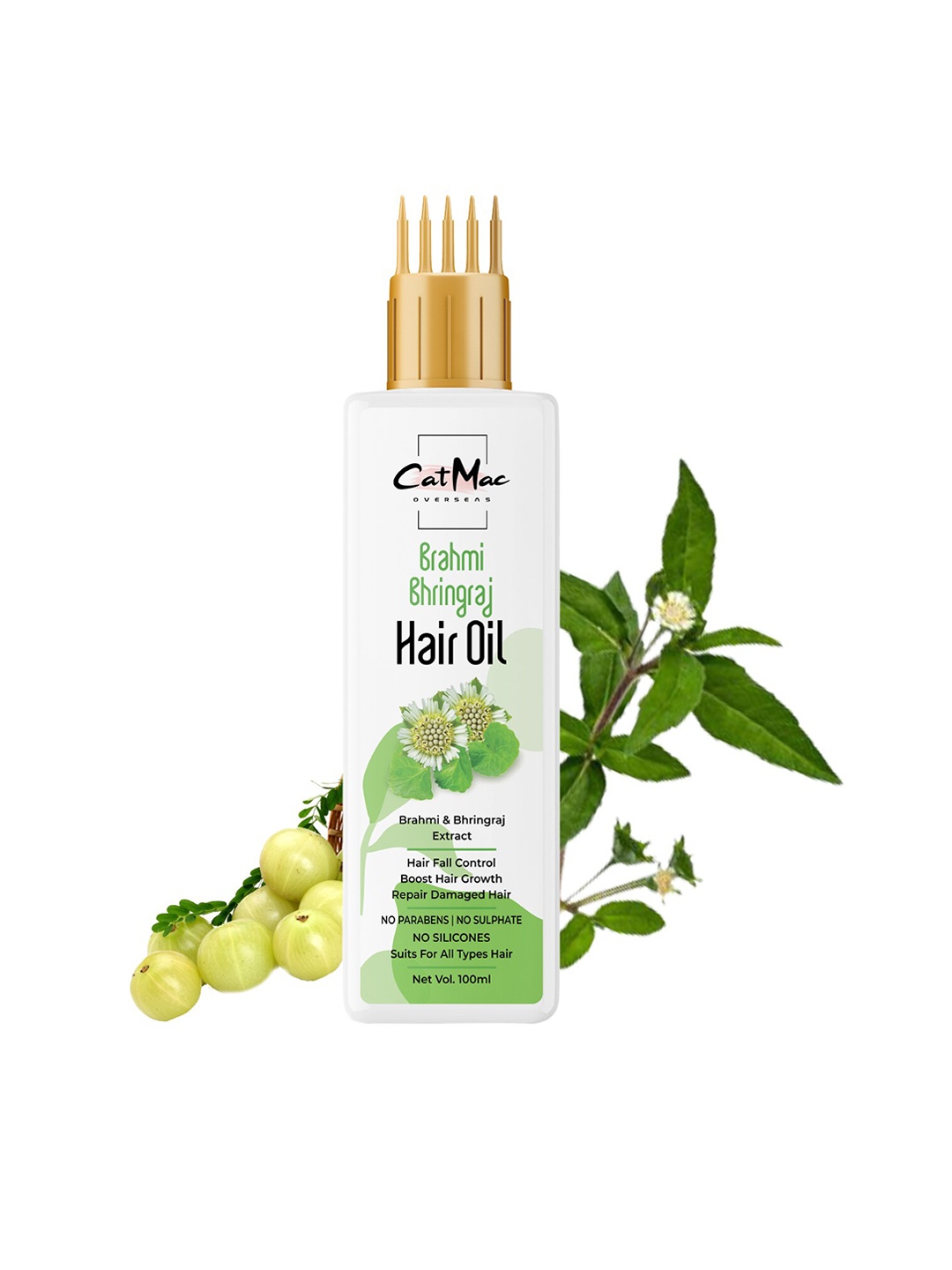 

CatMac Brahmi Bhringraj Hair Oil with Jojoba & Amla To Boost Hair Growth - 100 ml, Green