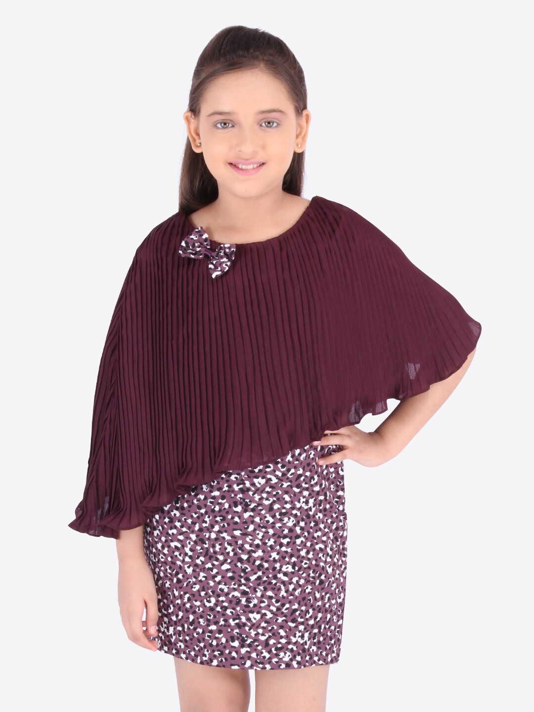 

CUTECUMBER Purple Georgette A-Line Dress