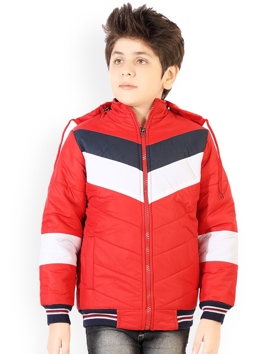 

AD & AV Boys Red Striped Water Resistant Padded Jacket