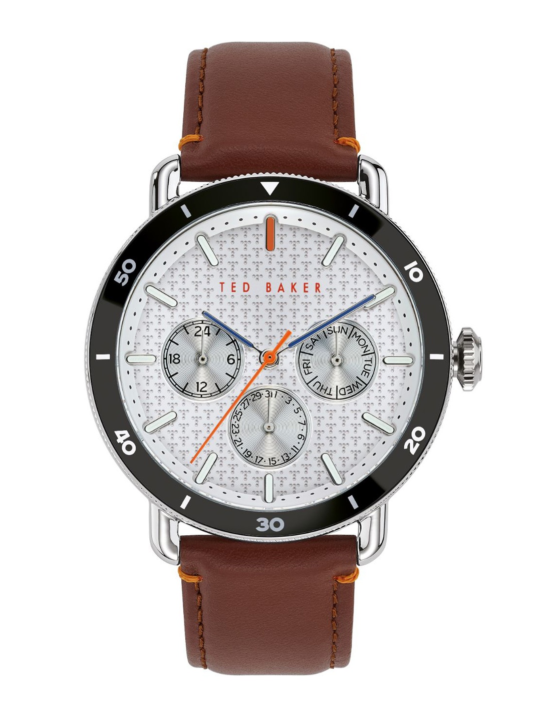 

Ted Baker Men Silver-Toned Dial & Brown Leather Straps Analogue Watch