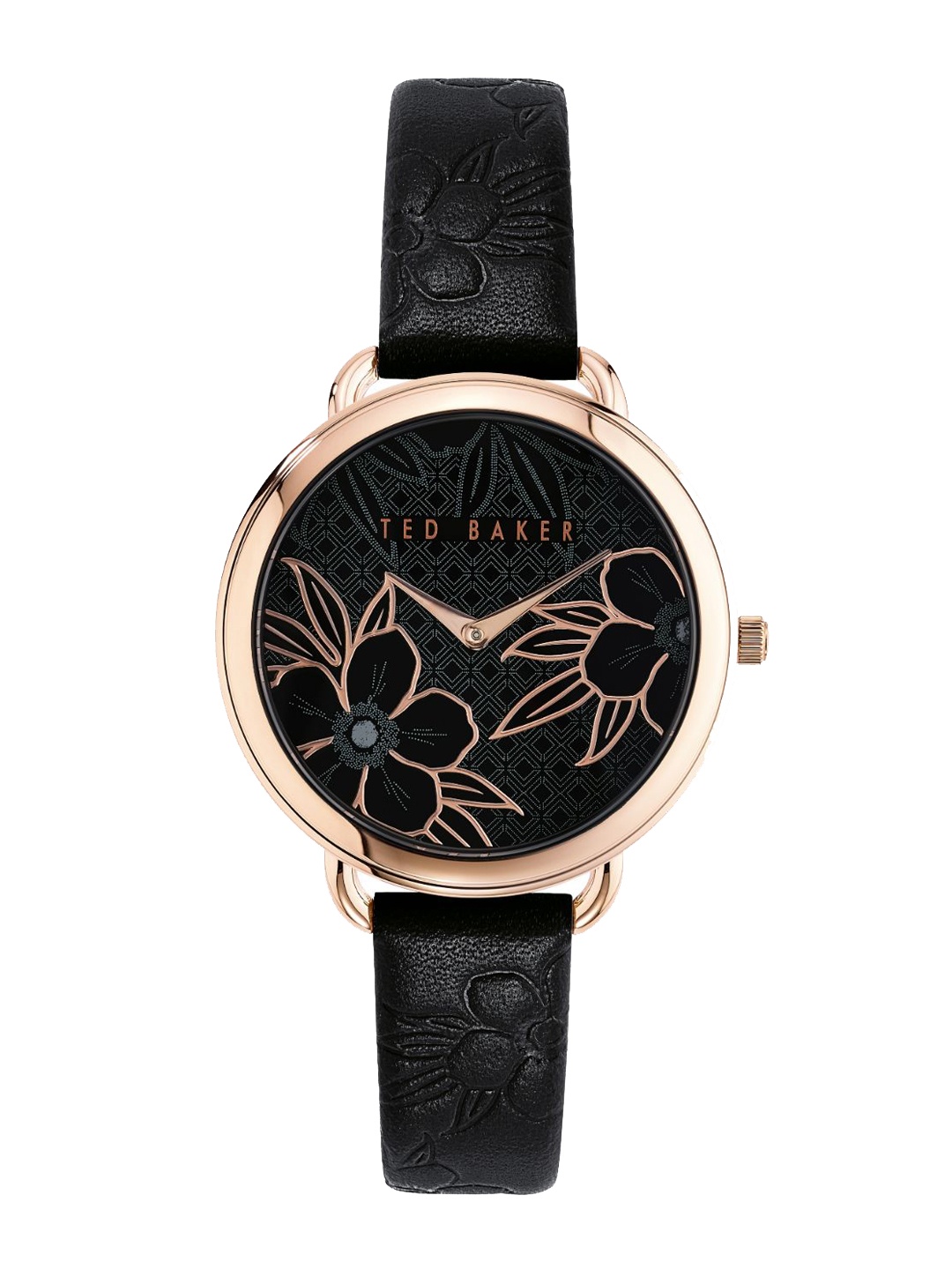 

Ted Baker Women Brown Printed Dial & Black Leather Textured Straps Analogue Watch