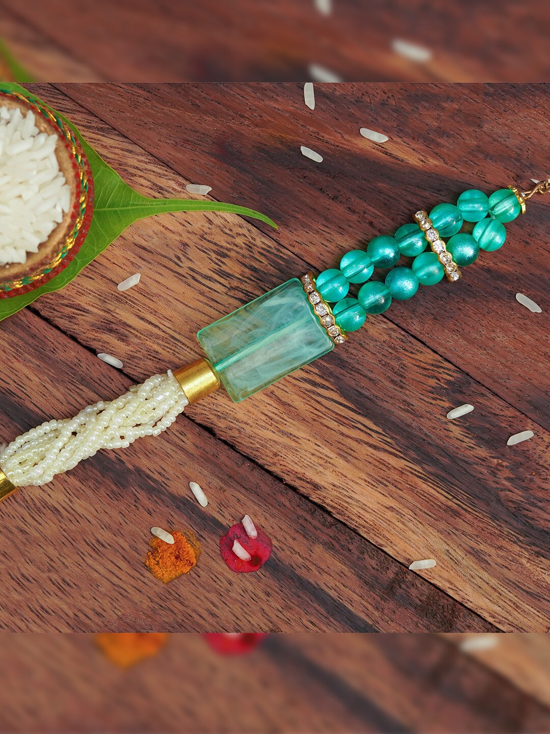 

The Magic Wand Boys Green Beaded Rakhi