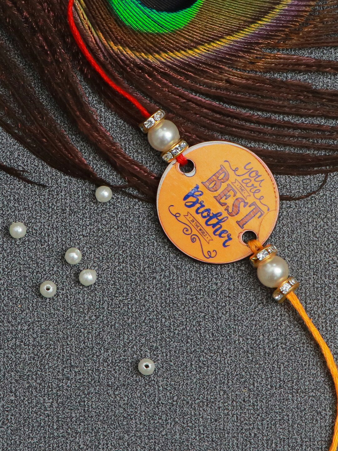 

The Magic Wand Yellow & White Pearls Beaded Rakhi
