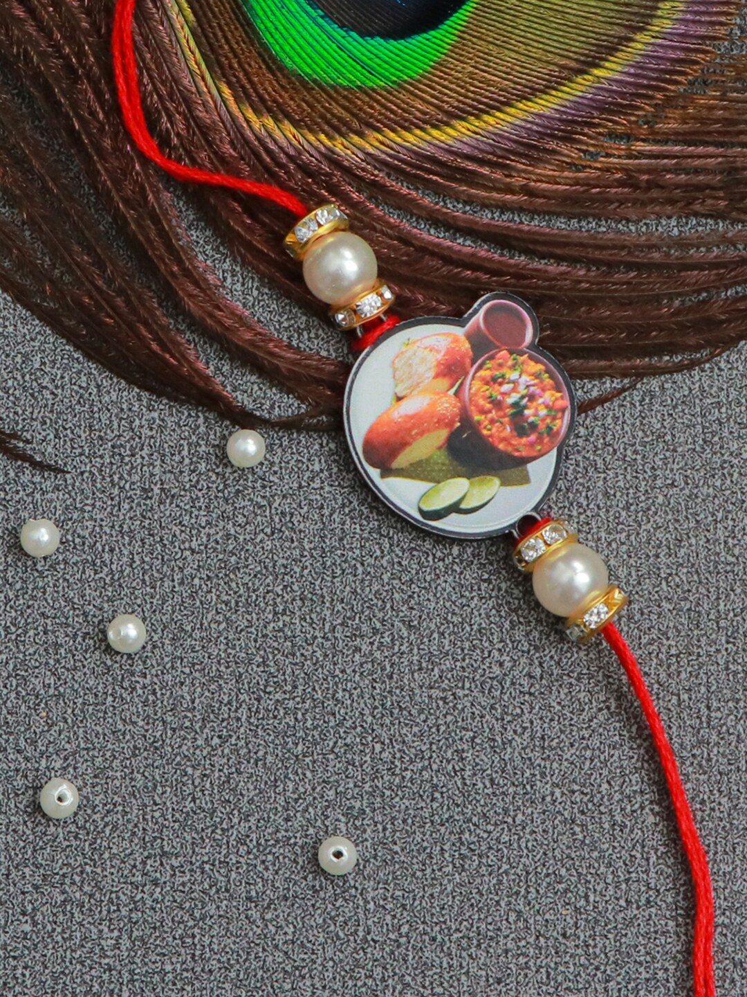 

The Magic Wand Boys Red & White Pearls Beaded Rakhi