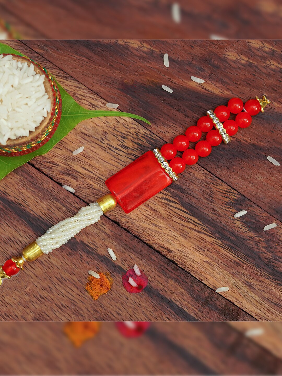 

The Magic Wand Boys Red & White Beaded Rakhi