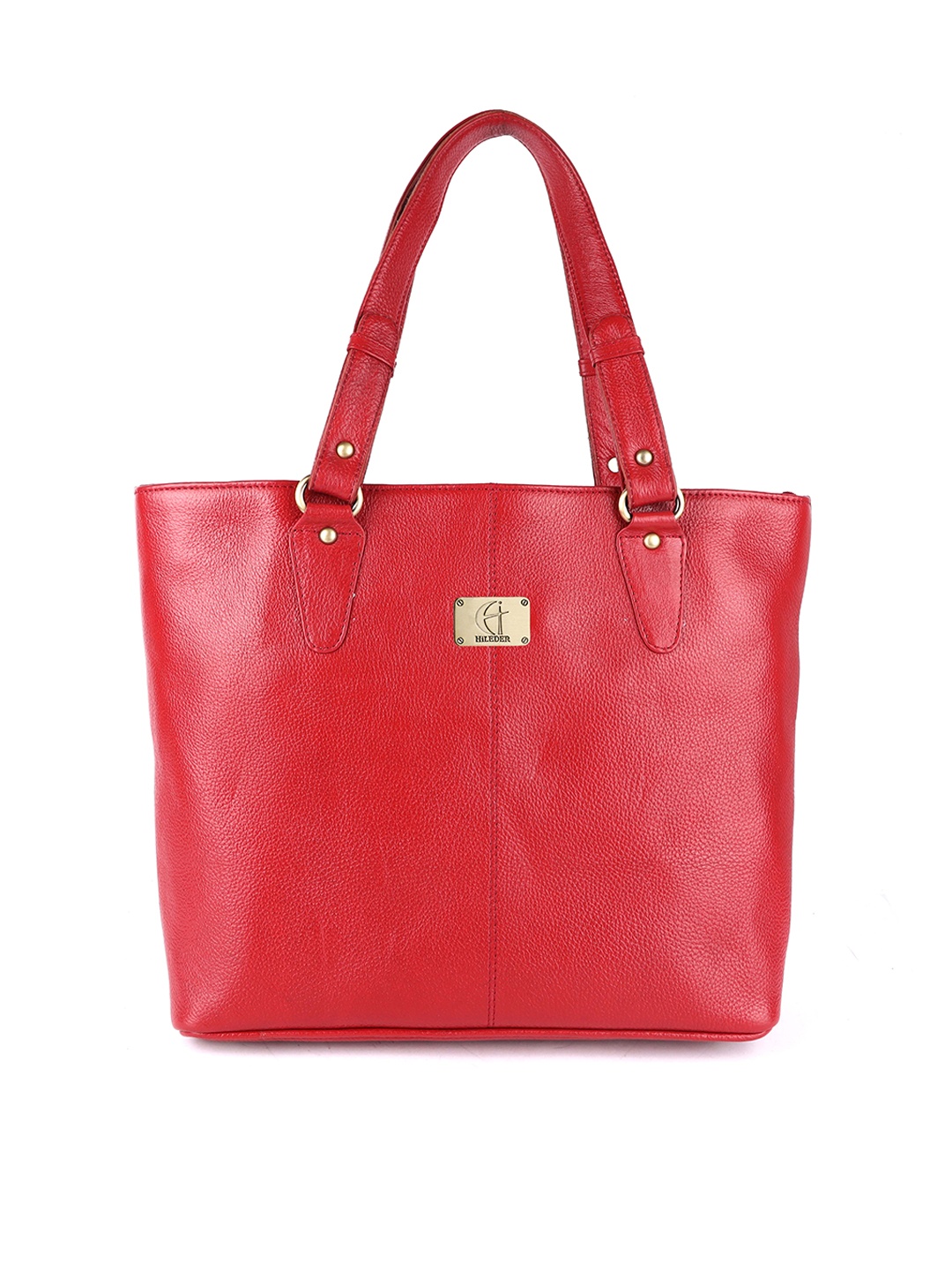 

HiLEDER Pure Leather Top Handle Specious Structured Shoulder Bag, Red