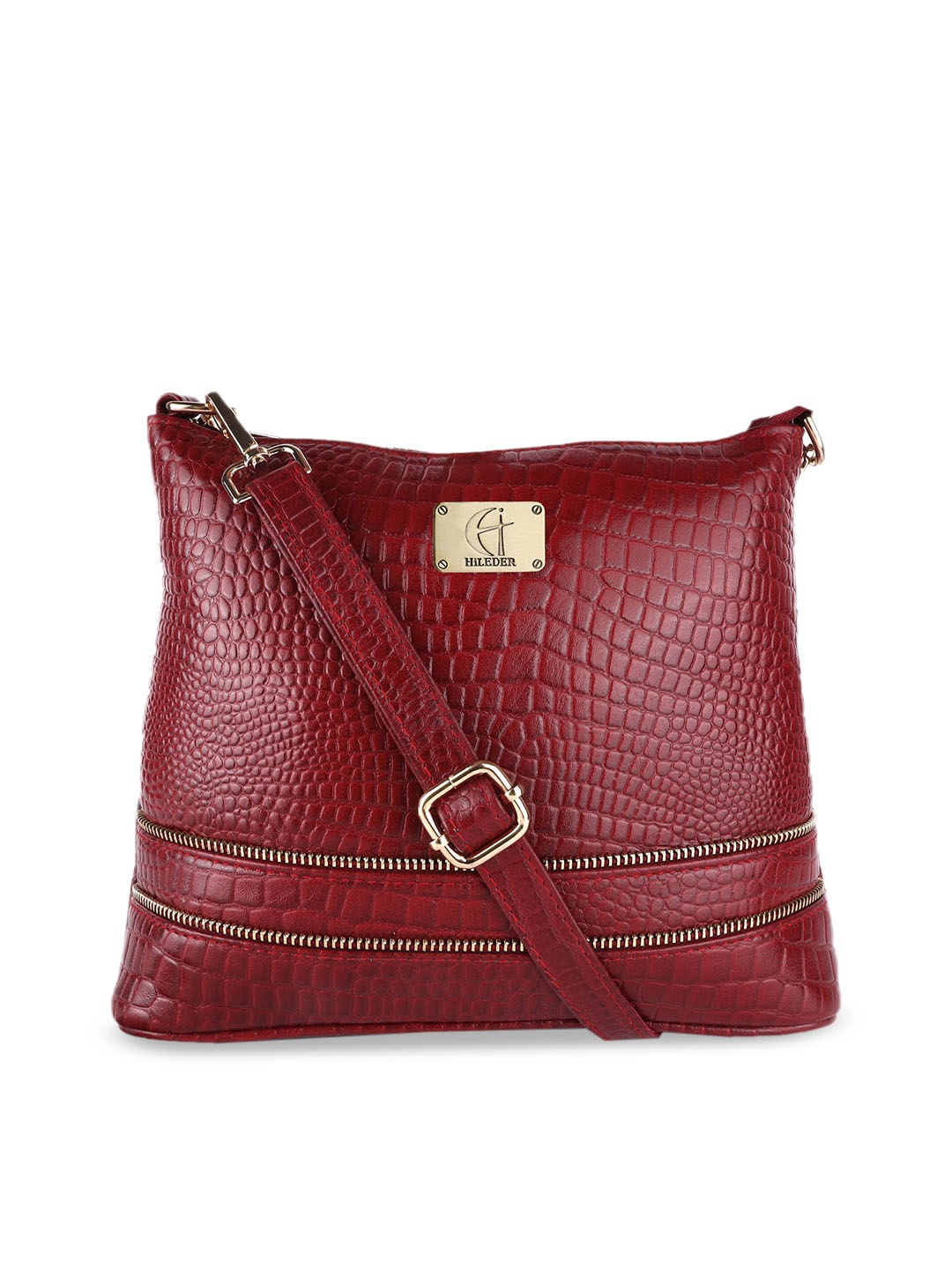 

HiLEDER Pure Leather Structured Handheld Bag, Maroon