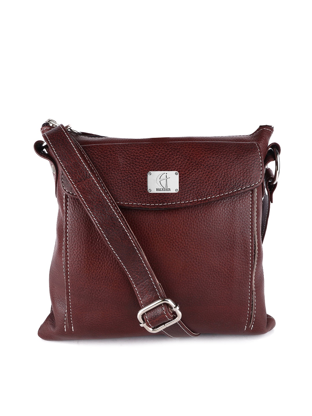 

HiLEDER Pure Leather Structured Sling Bag, Brown