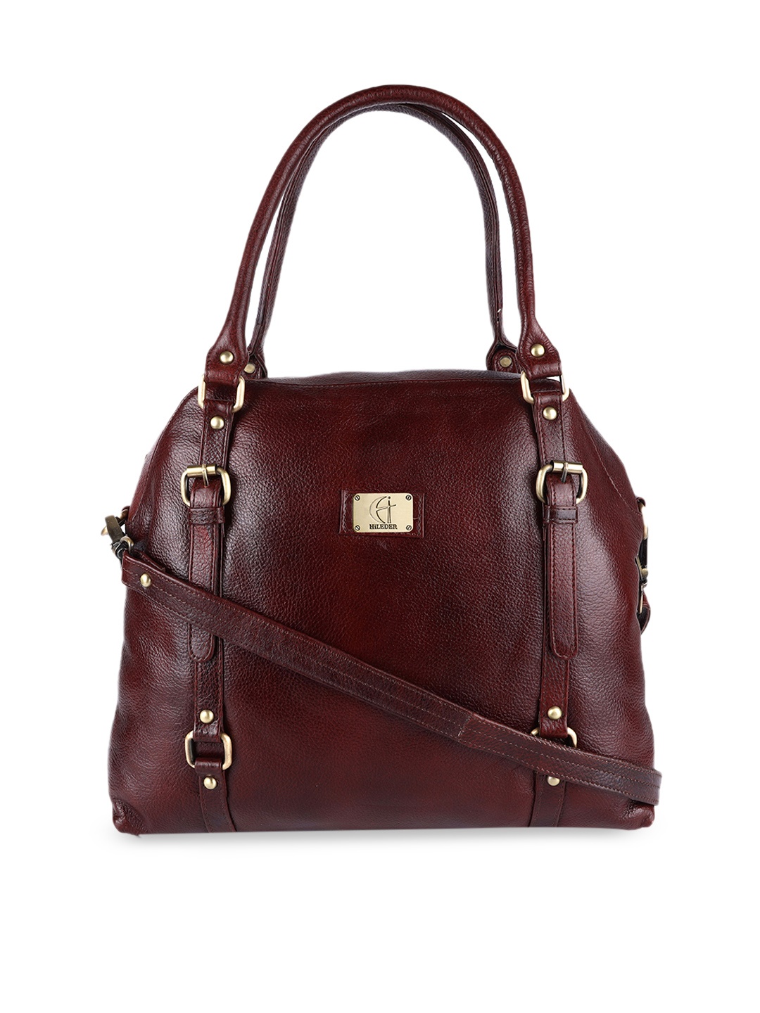 

HiLEDER Brown Leather Structured Handheld Bag