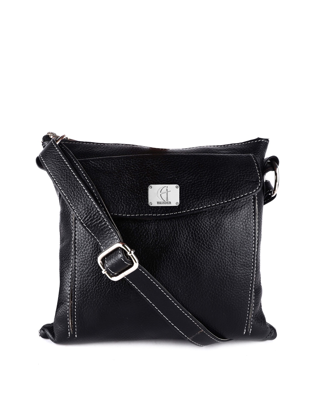 

HiLEDER Women Black Leather Structured Satchel Bag