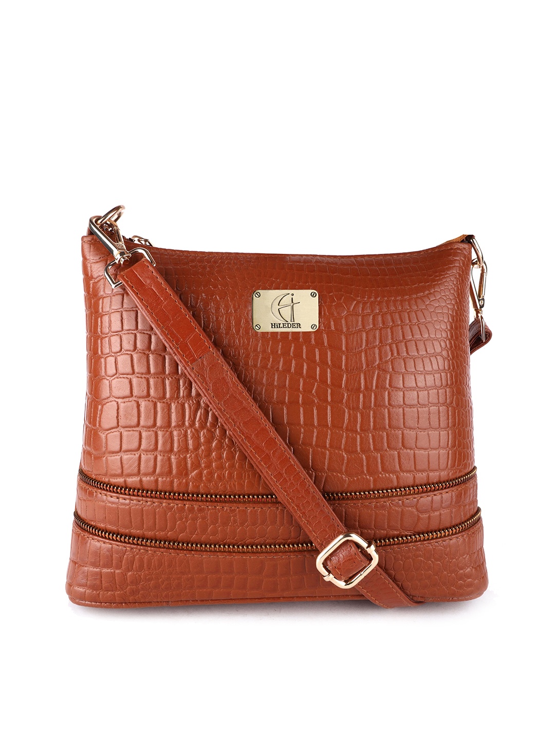 

HiLEDER Women Pure Leather Structured Sling Bag with Fringed, Tan