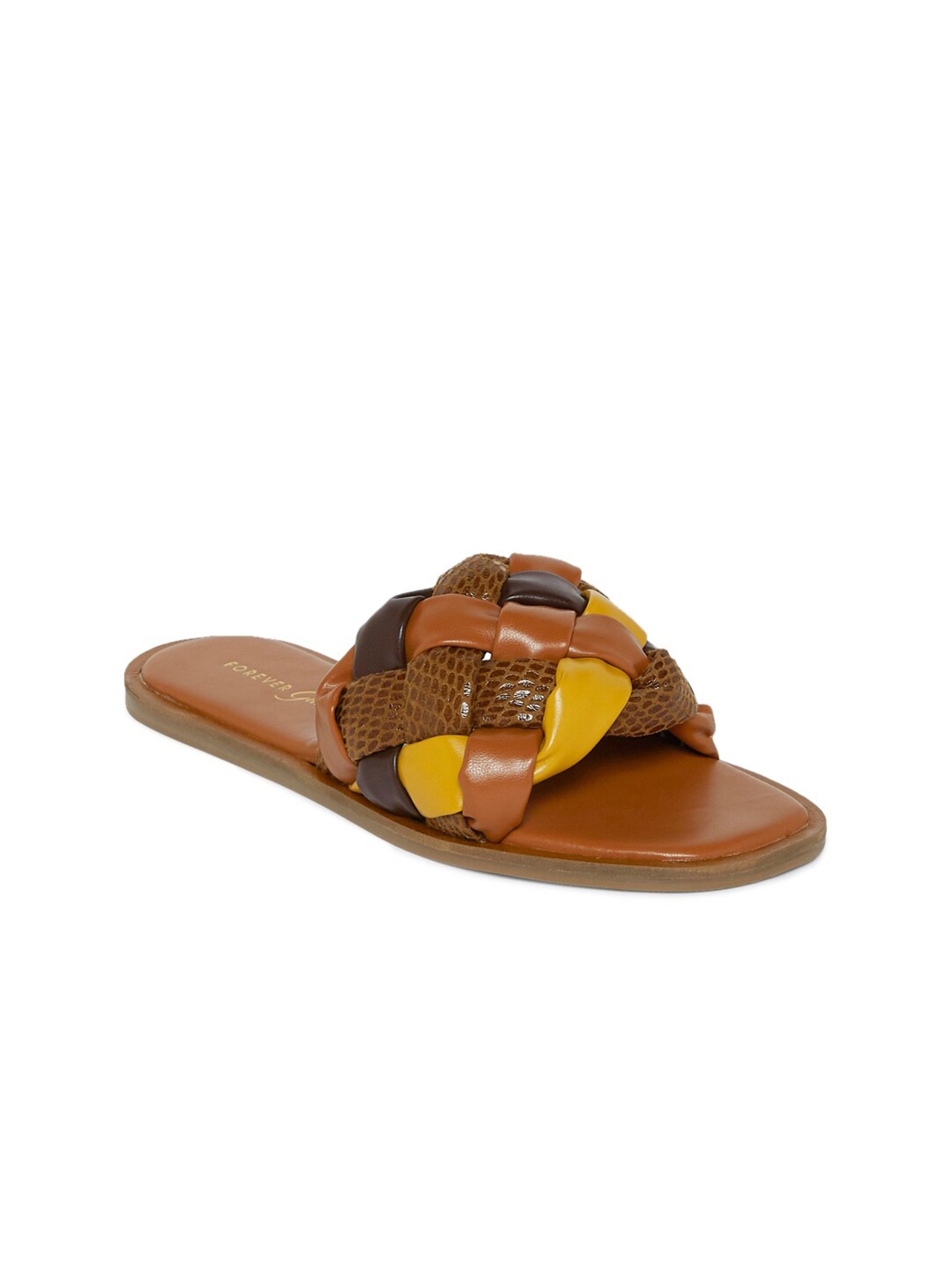 

Forever Glam by Pantaloons Women Brown Breaded Straps Open Toe Flats