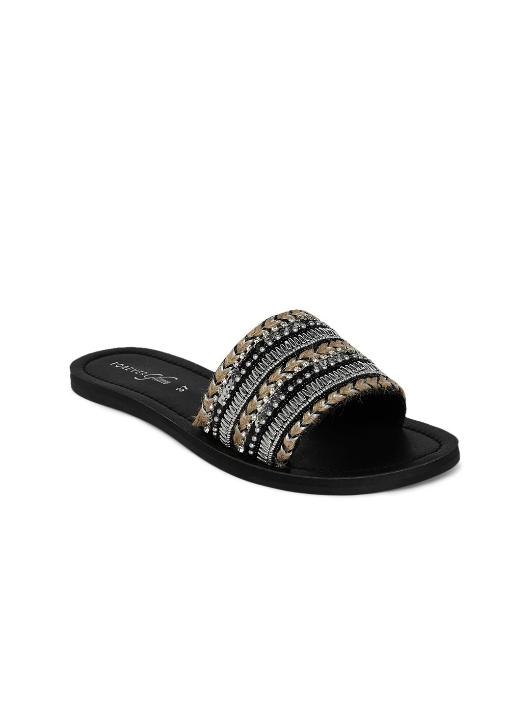 

Forever Glam by Pantaloons Women Black Embellished Open Toe Flats