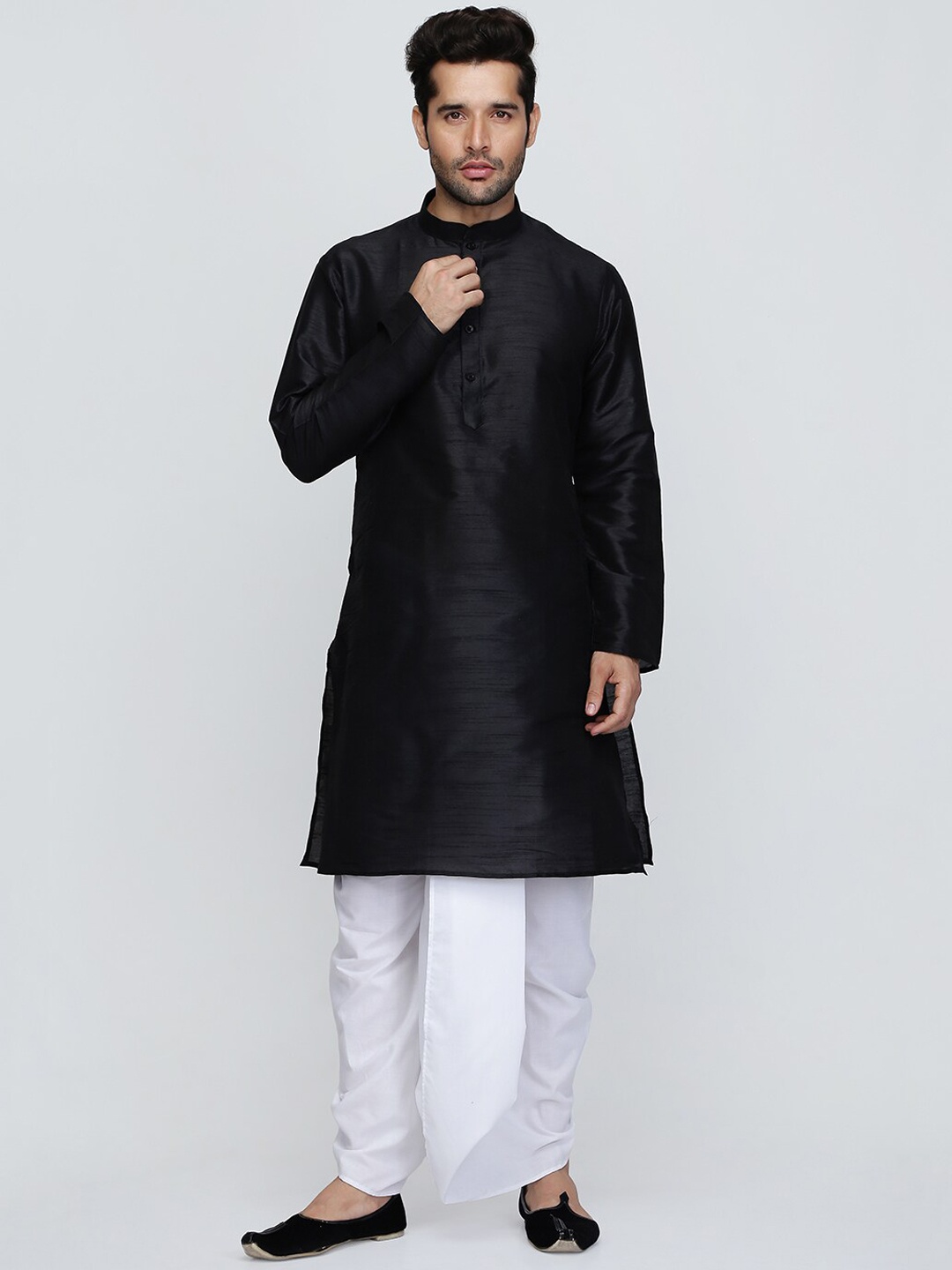 

ROYAL KURTA Men Black Kurti with Dhoti Pants