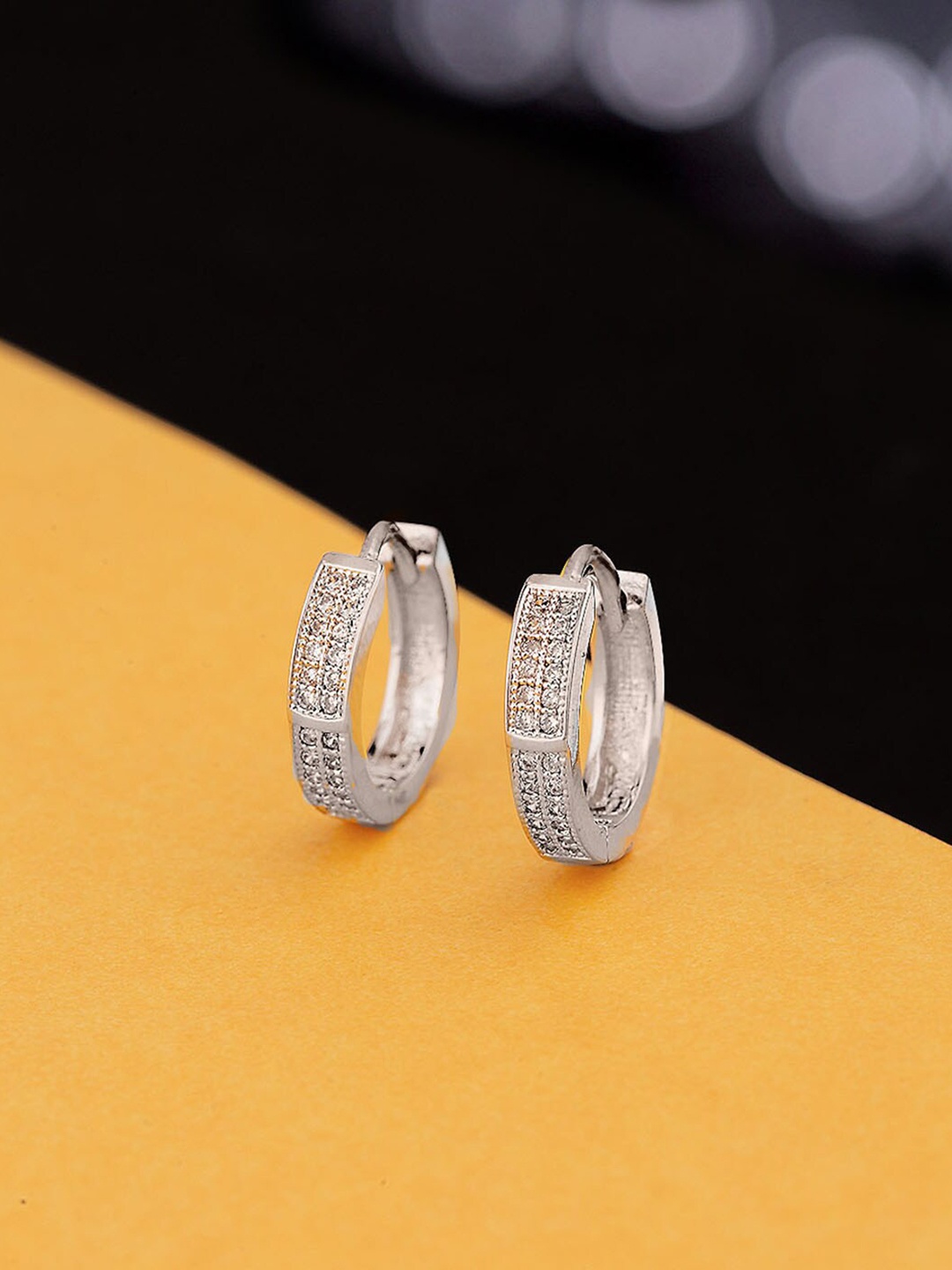 

Voylla Silver-Toned Contemporary Hoop Earrings