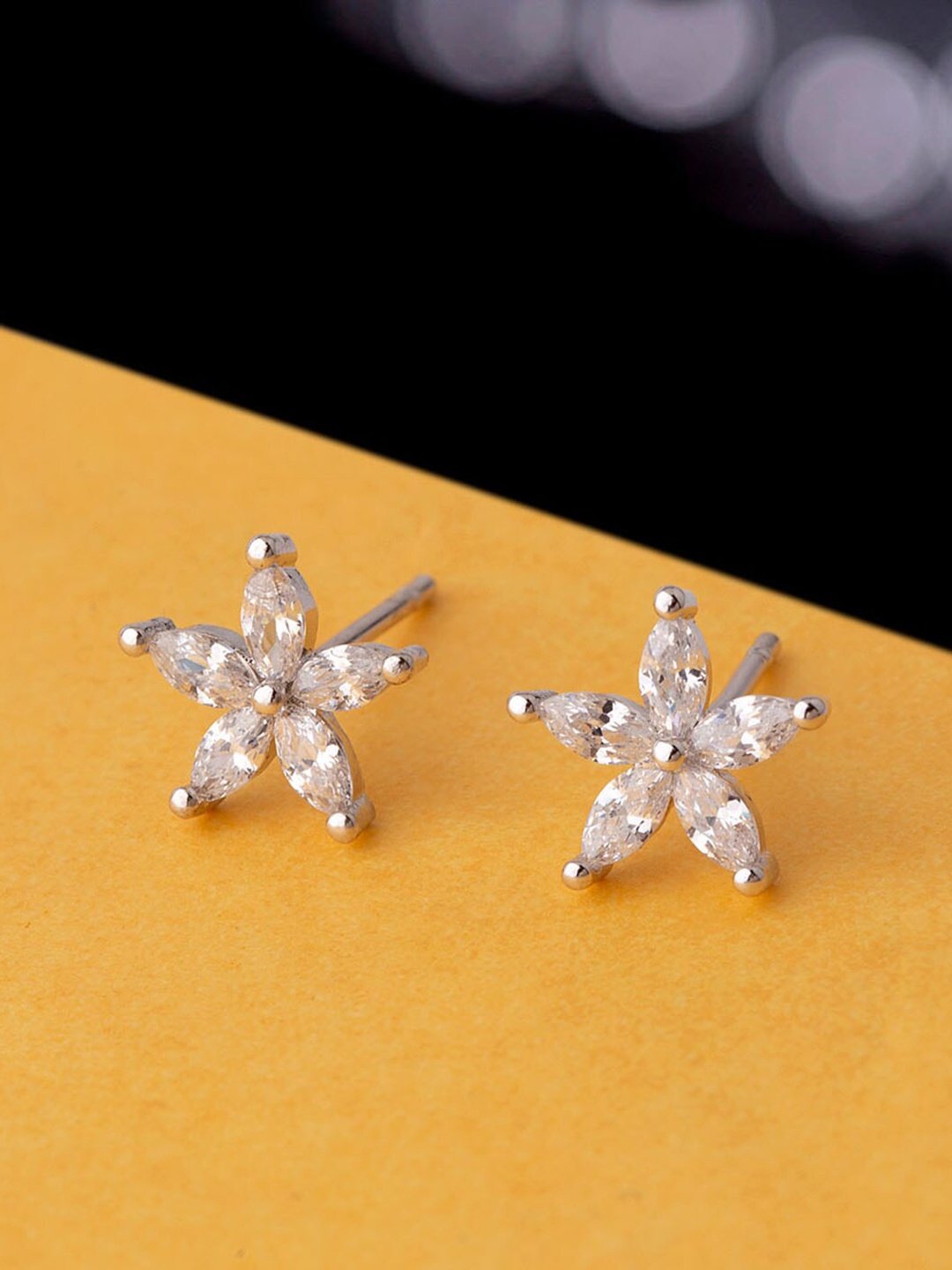 

Voylla Silver-Toned Contemporary Studs Earrings