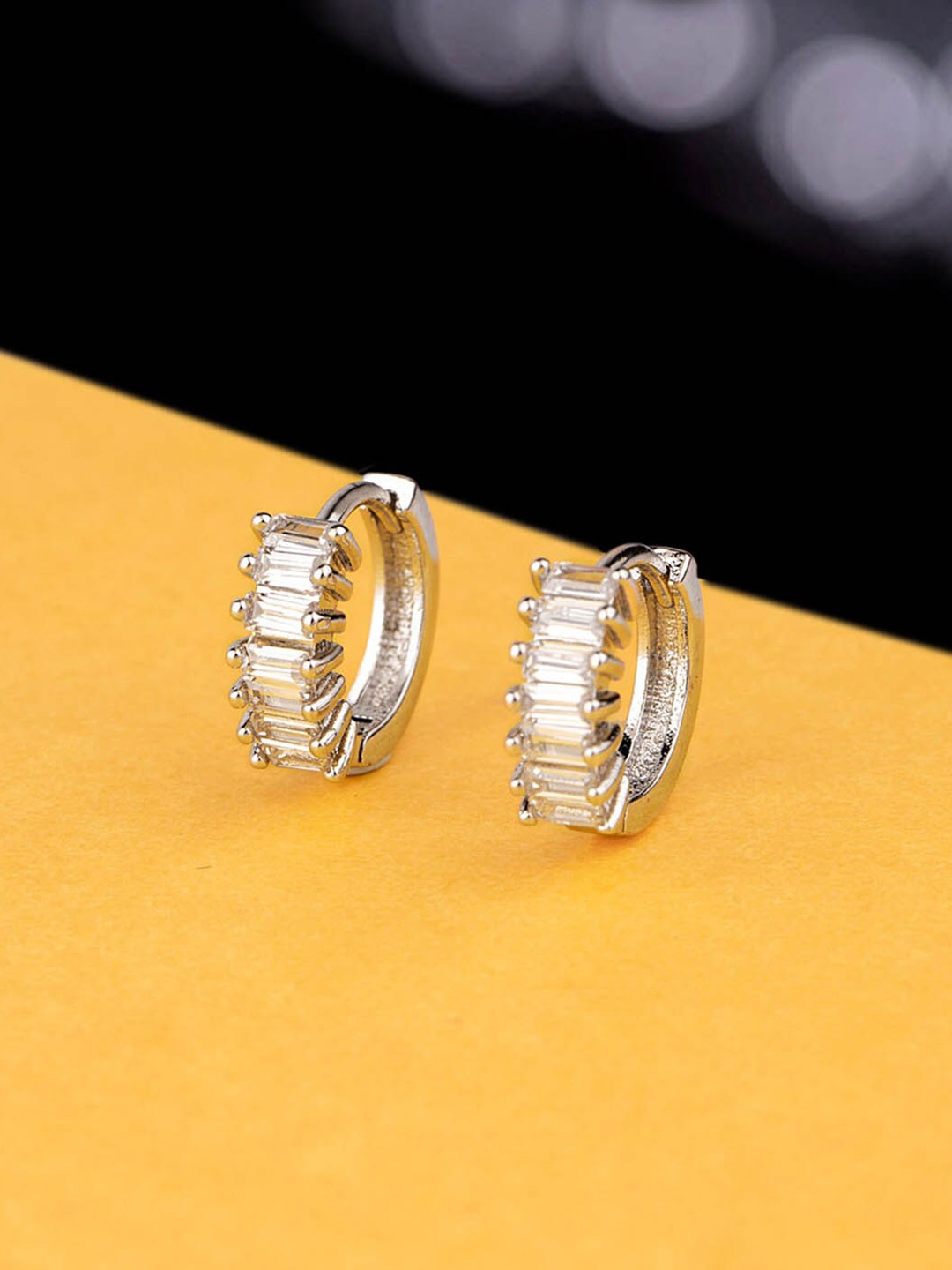 

Voylla Women Silver-Toned Contemporary Hoop Earrings