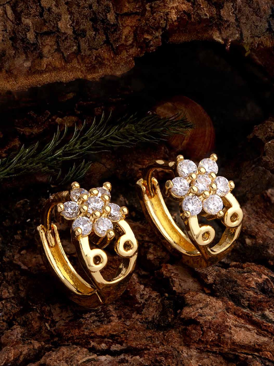 

Voylla Gold-Toned & White Contemporary Studs Earrings